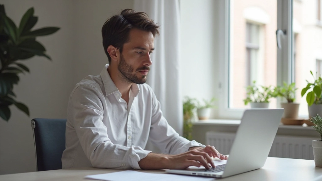 Professioneel thuisbureau met laptop, planner en financiële documenten op georganiseerd bureau